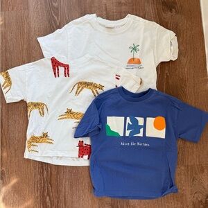 Zara Kids Graphic Tees - White and Blue